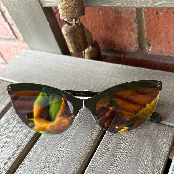 STELLA McCartney sunglasses Olive Green Mirrored Gray Lens antireflective Wicked - Picture 6 of 14